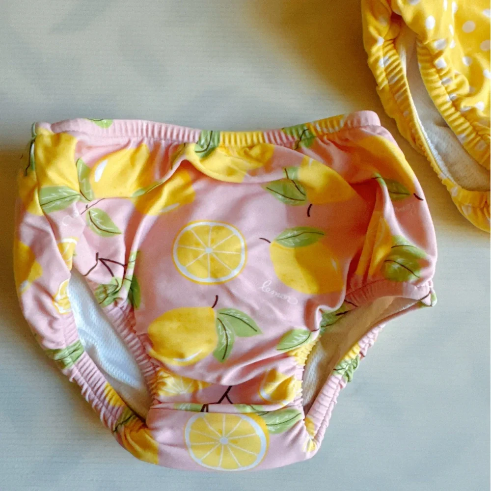 Toddler Swim Diaper Covers (Set of 2) | Lemon & Yellow Polka Dot | 18–24M